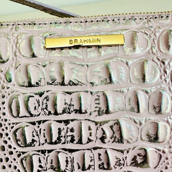 BRAHMIN MINI SIDNEY METALLIC VIOLET WONDERLAND MELBOURNE LEATHER CROSSBODY $225 - Picture 8 of 10